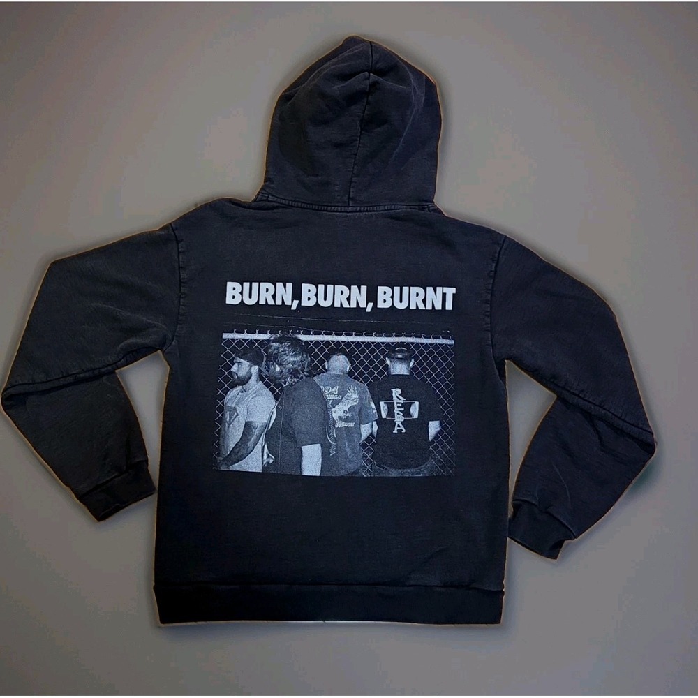 Zach Bryan Tour Hoodie Black Sweater Heavyweight Burn Burn Burnt Mens Size Large